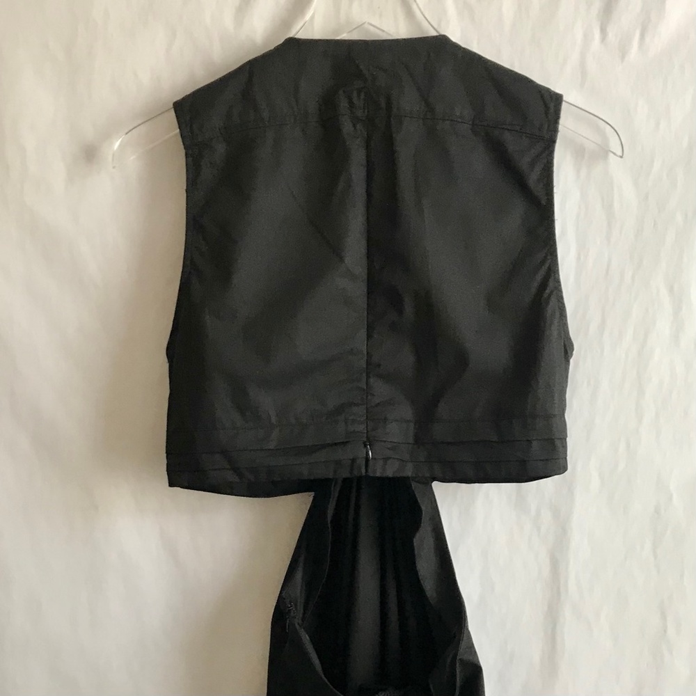 VICI Cut-Out Twist Knot V-Neck Black Maxi Dress M A-Line Tiered High Low Skirt - Picture 5 of 11